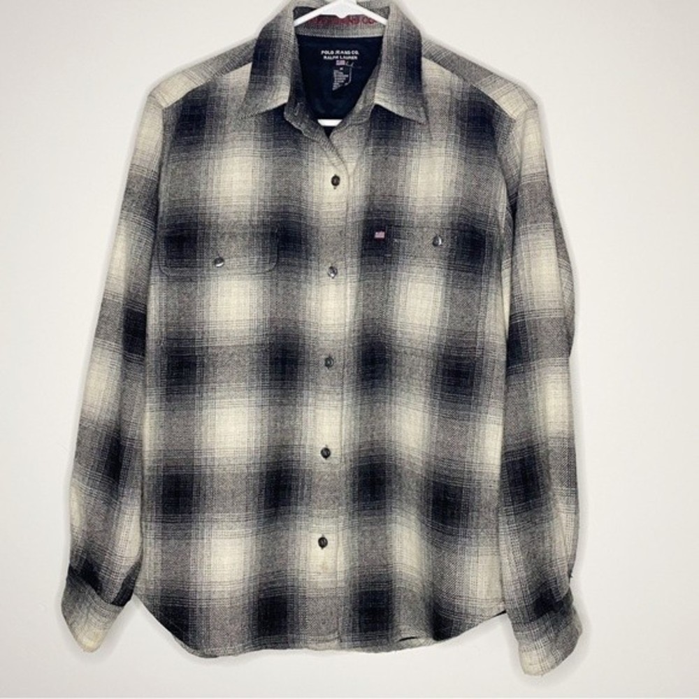 Ralph Lauren Black and White Plaid Casual Button-Down Shirt